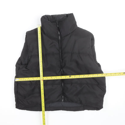 Rebellious Womens Black Puffer Waistcoat UK 8 Sleeveless Full Zip