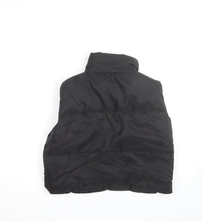 Rebellious Womens Black Puffer Waistcoat UK 8 Sleeveless Full Zip