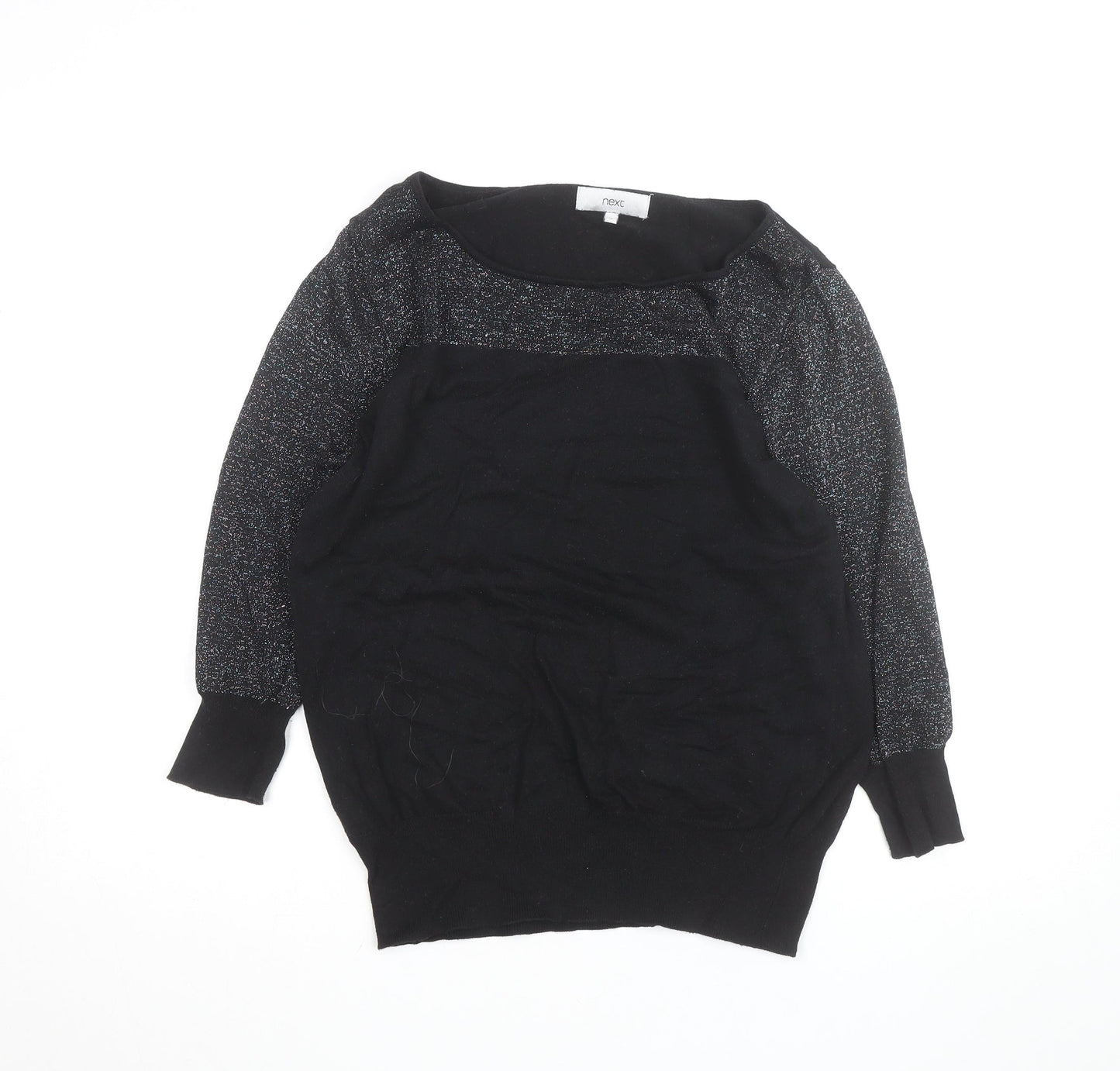 Next Women's Black Metallic Long Sleeve Pullover Jumper Size 16