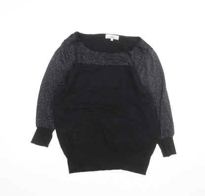 Next Women's Black Metallic Long Sleeve Pullover Jumper Size 16