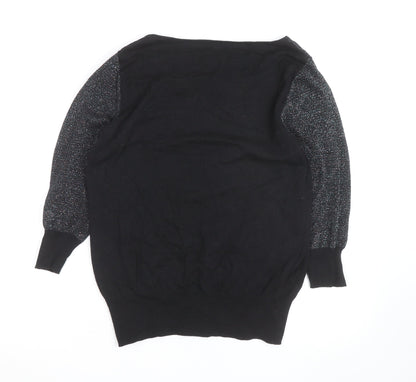 Next Women's Black Metallic Long Sleeve Pullover Jumper Size 16