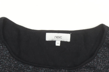 Next Women's Black Metallic Long Sleeve Pullover Jumper Size 16
