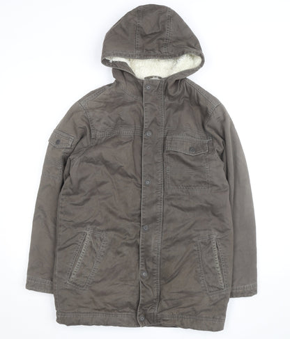 Old Navy Men's Brown Hooded Parka Jacket XL Cotton Lined