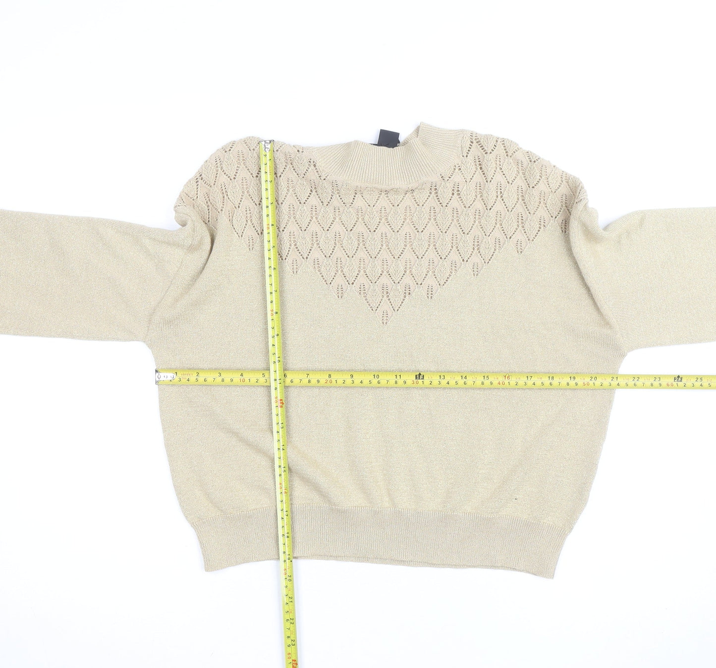 Monki Women’s Beige Mock Neck Knit Jumper Size 12