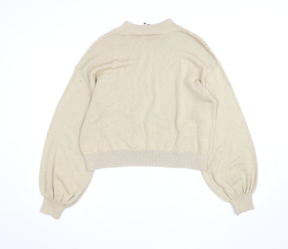 Monki Women’s Beige Mock Neck Knit Jumper Size 12