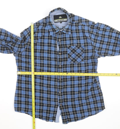 Groundwork Men's Blue Check Flannel Long Sleeve Button-Up Shirt M