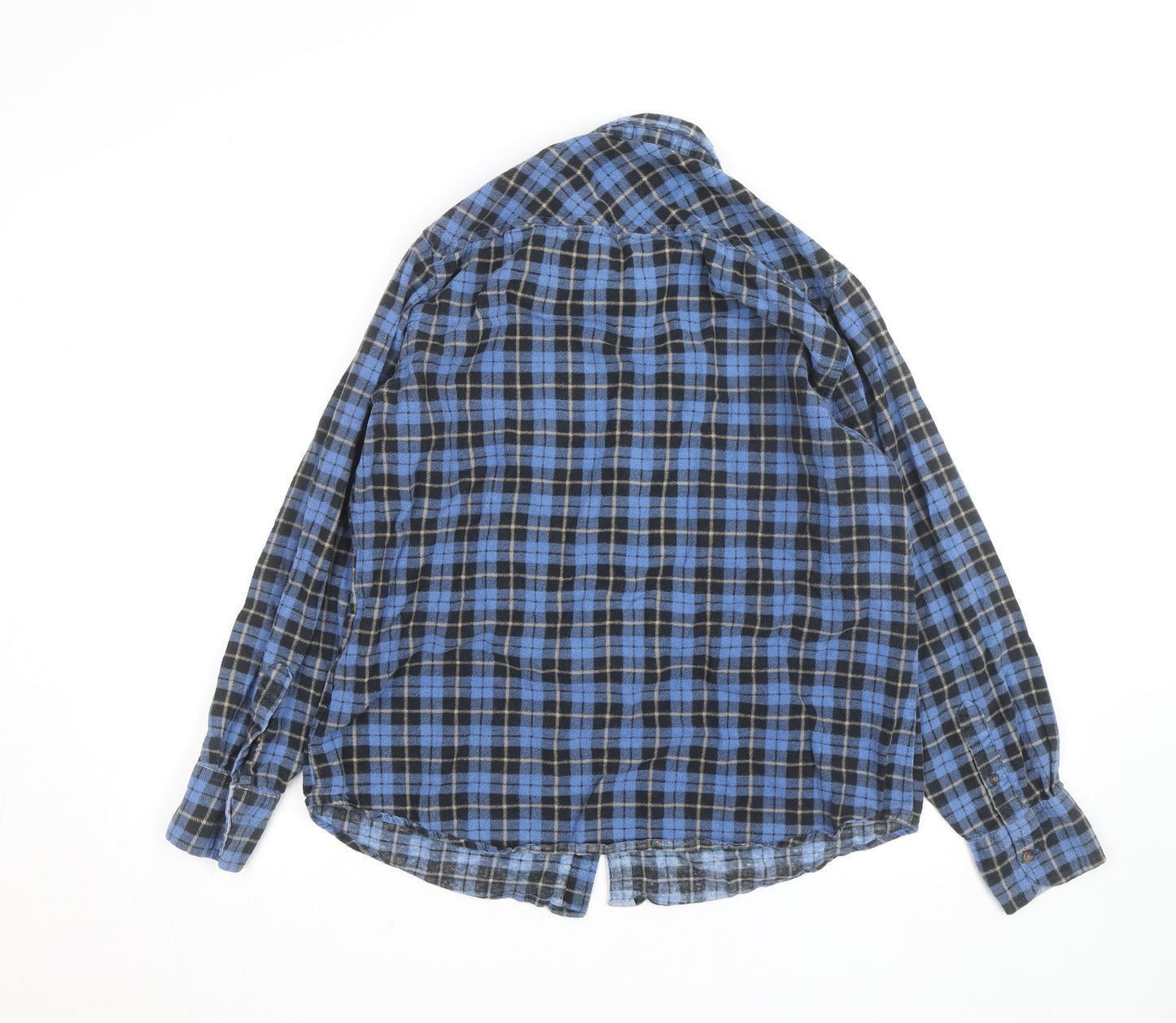 Groundwork Men's Blue Check Flannel Long Sleeve Button-Up Shirt M