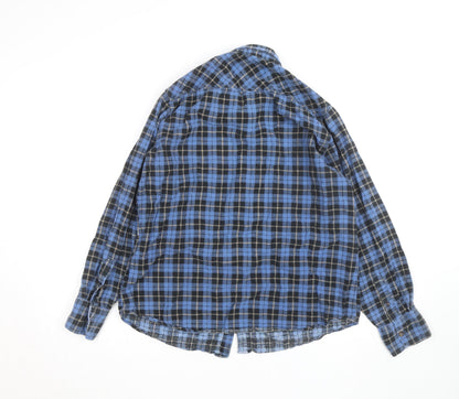 Groundwork Men's Blue Check Flannel Long Sleeve Button-Up Shirt M