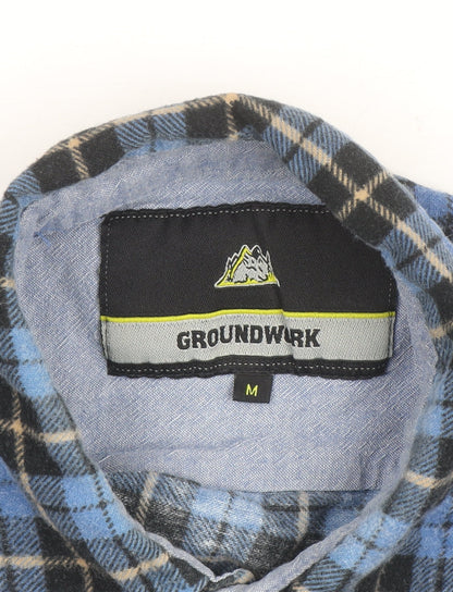 Groundwork Men's Blue Check Flannel Long Sleeve Button-Up Shirt M