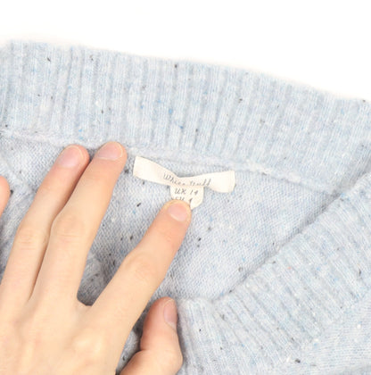 White Stuff Women’s Blue Wool Blend Crew Neck Jumper Size 14