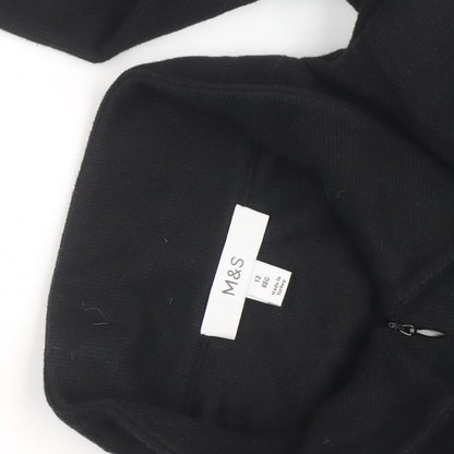 Marks and Spencer Women Black Size 12 A-Line Fleece Dress