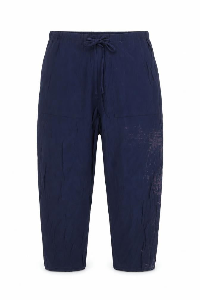 Front view of Marks & Spencer Blue Cropped Relaxed Viscose Trousers M unisex