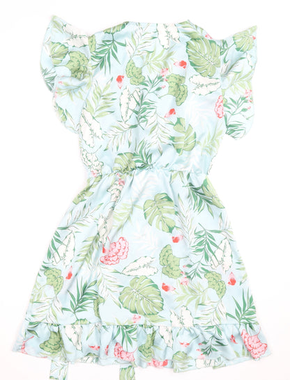 Millenium Women's Multicoloured Floral Wrap Dress Short Sleeve S