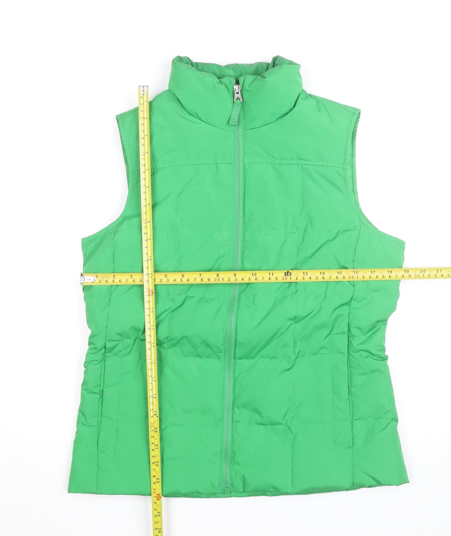 Lands' End Women's Green Petite Puffer Waistcoat Size S