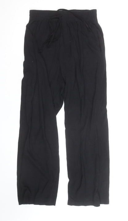 R&S Womens Black Cotton Relaxed Drawstring Casual Trousers Size M