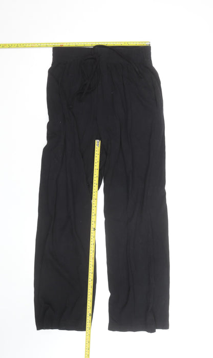 R&S Womens Black Cotton Relaxed Drawstring Casual Trousers Size M
