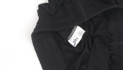 R&S Womens Black Cotton Relaxed Drawstring Casual Trousers Size M
