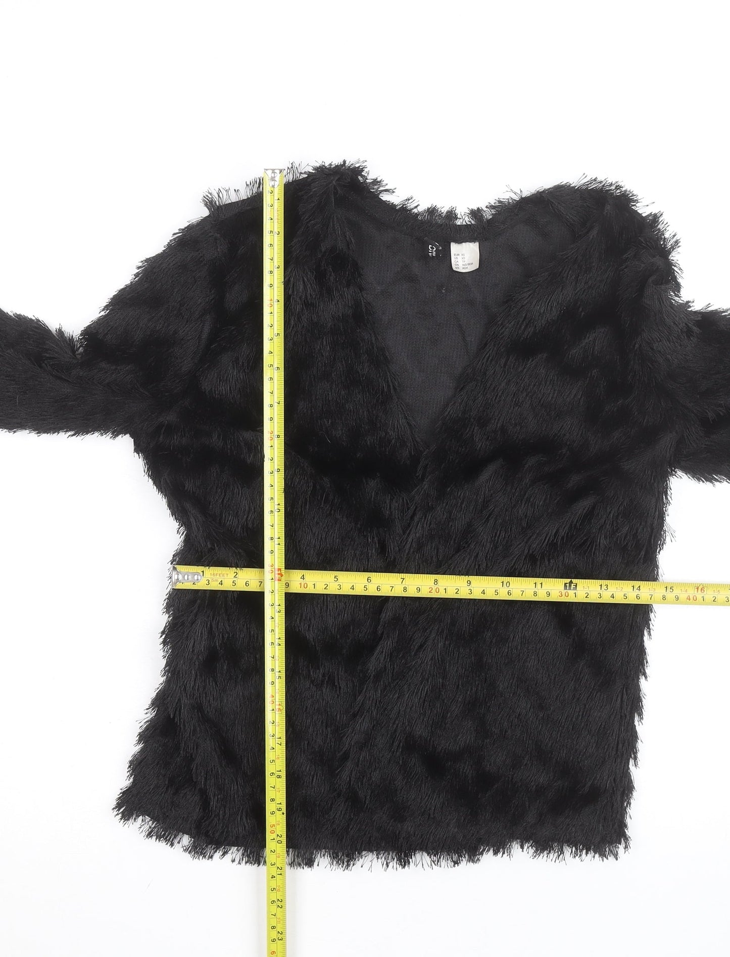 H&M Women’s Black Faux Fur Short Jacket XS Party Evening Coat