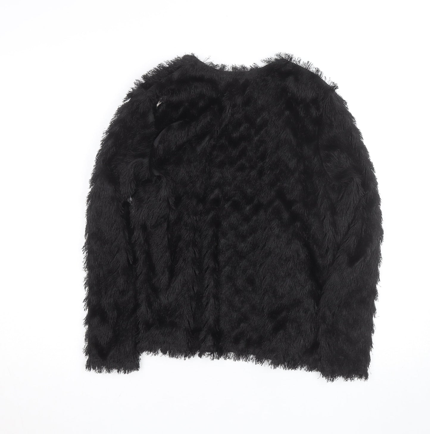 H&M Women’s Black Faux Fur Short Jacket XS Party Evening Coat