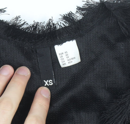 H&M Women’s Black Faux Fur Short Jacket XS Party Evening Coat