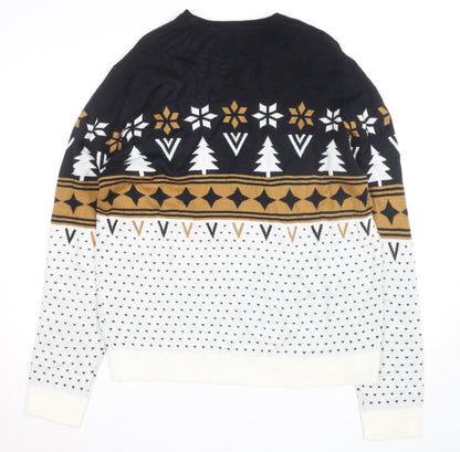 Paramour Men's Black Fair Isle Christmas Jumper XL