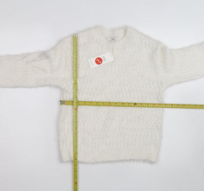 Marks and Spencer Women Ivory Chunky Knit Crew Neck Jumper XS