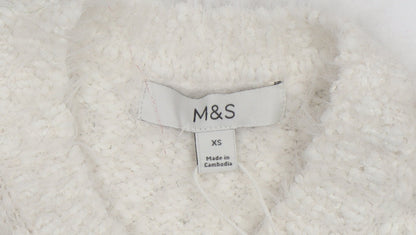 Marks and Spencer Women Ivory Chunky Knit Crew Neck Jumper XS