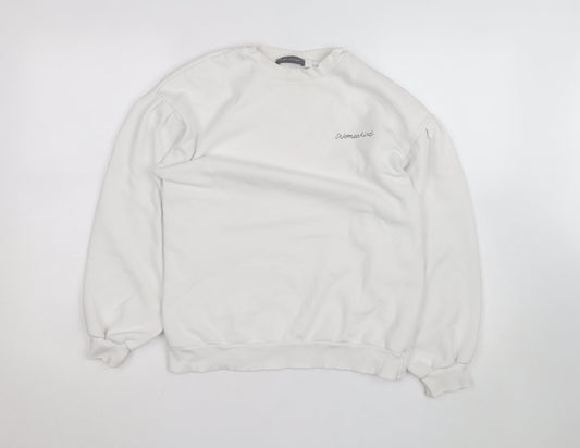 Mint Velvet Women White Crew Neck Pullover Sweatshirt Size S