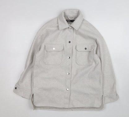 Zara Men's Grey Wool Blend Button Jacket XS Regular Fit