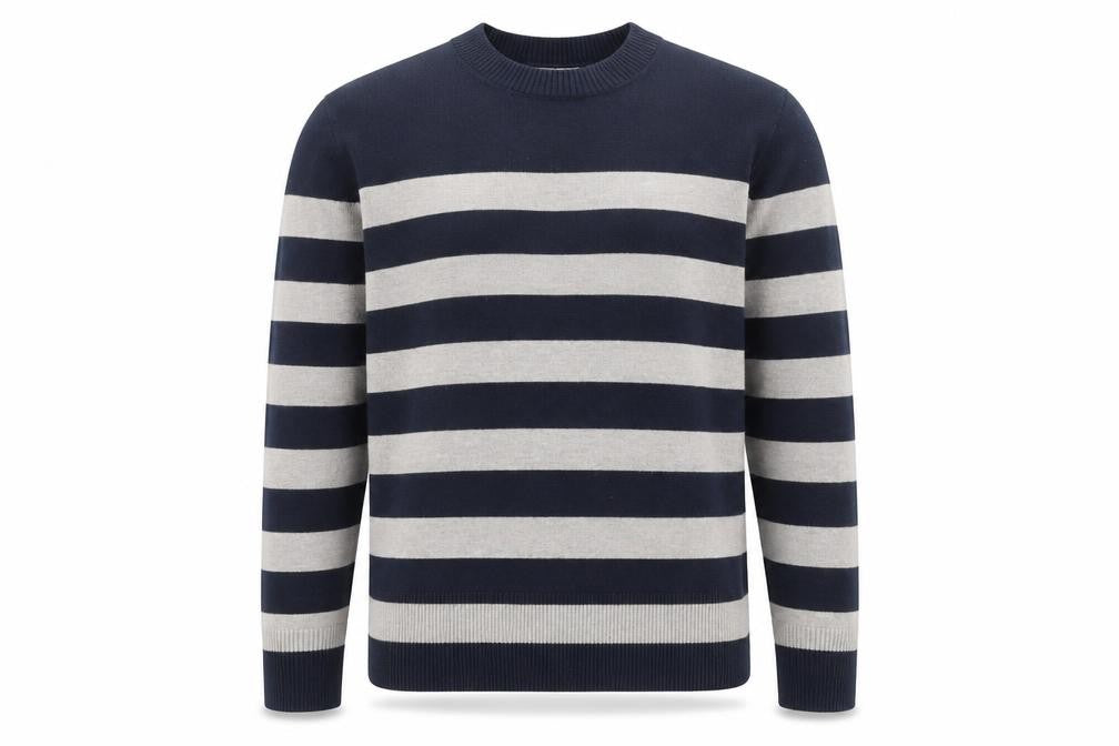 Marks & Spencer Mens Blue Striped Cotton Cashmere Jumper S