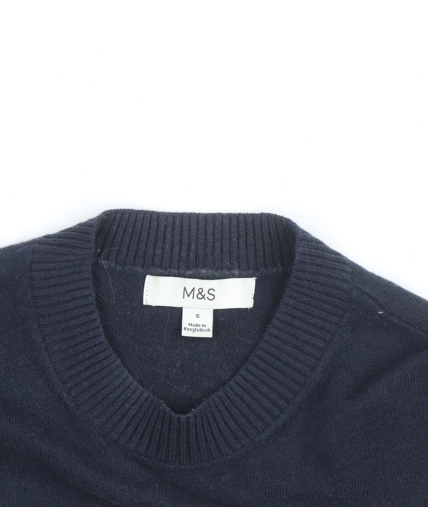 Marks and Spencer Mens Blue Striped Cotton Cashmere Jumper S