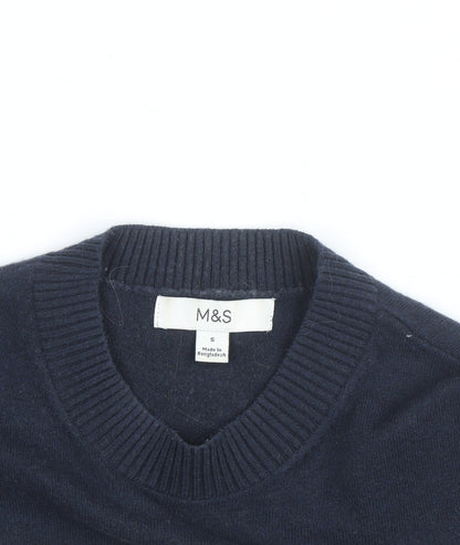 Marks and Spencer Women Navy Beige Striped Crew Neck Jumper Size S