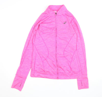 Asics Womens Pink Slim Fit Track Jacket Size M Running Zip Top