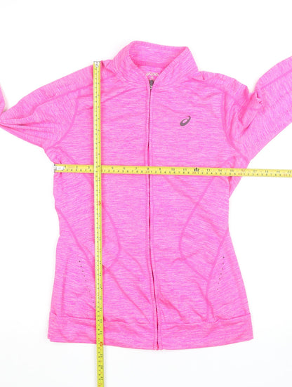 Asics Womens Pink Slim Fit Track Jacket Size M Running Zip Top