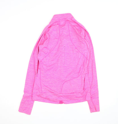 Asics Womens Pink Slim Fit Track Jacket Size M Running Zip Top