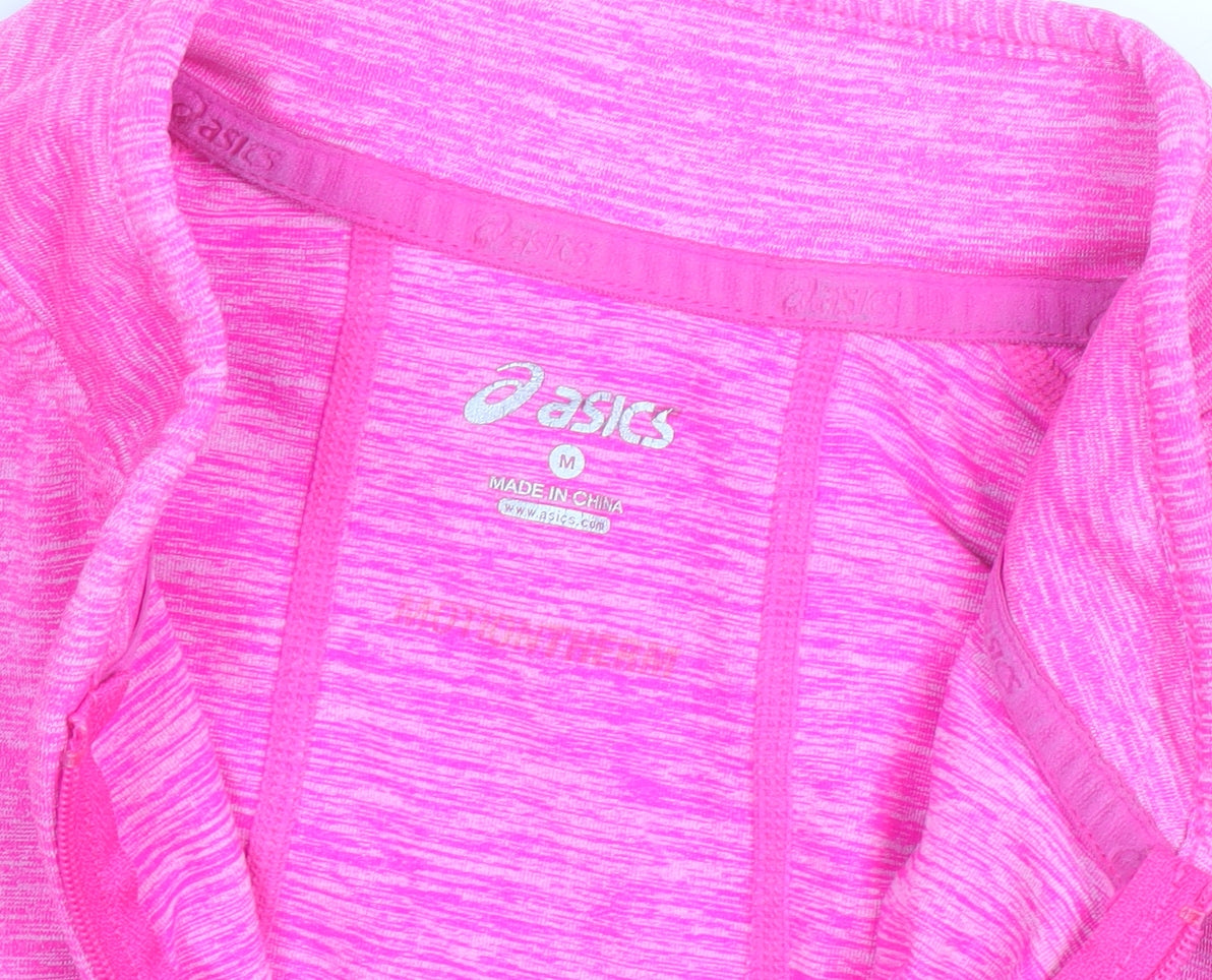 Asics Womens Pink Slim Fit Track Jacket Size M Running Zip Top