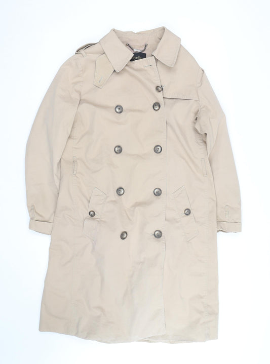 Viyella Women’s Beige Trench Coat Size 10 Long Cotton Classic Style