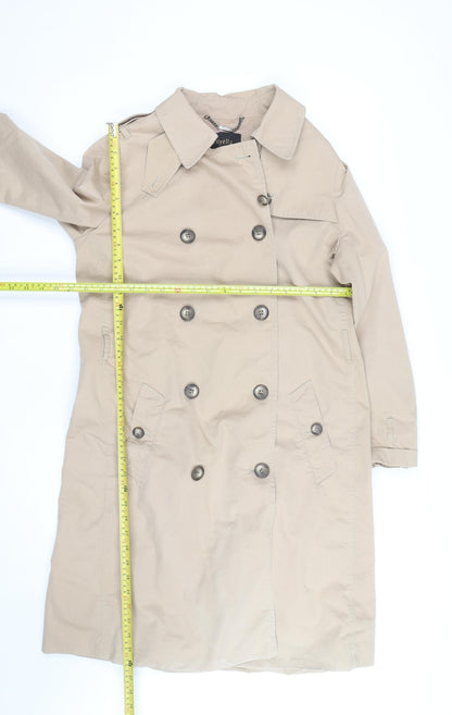 Viyella Women’s Beige Trench Coat Size 10 Long Cotton Classic Style