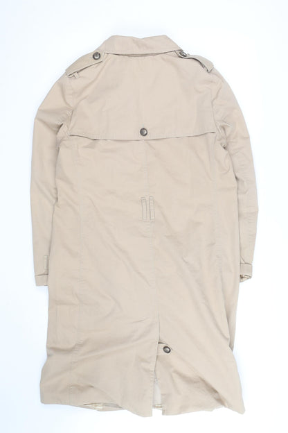 Viyella Women’s Beige Trench Coat Size 10 Long Cotton Classic Style