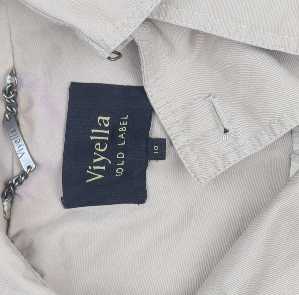 Viyella Women’s Beige Trench Coat Size 10 Long Cotton Classic Style