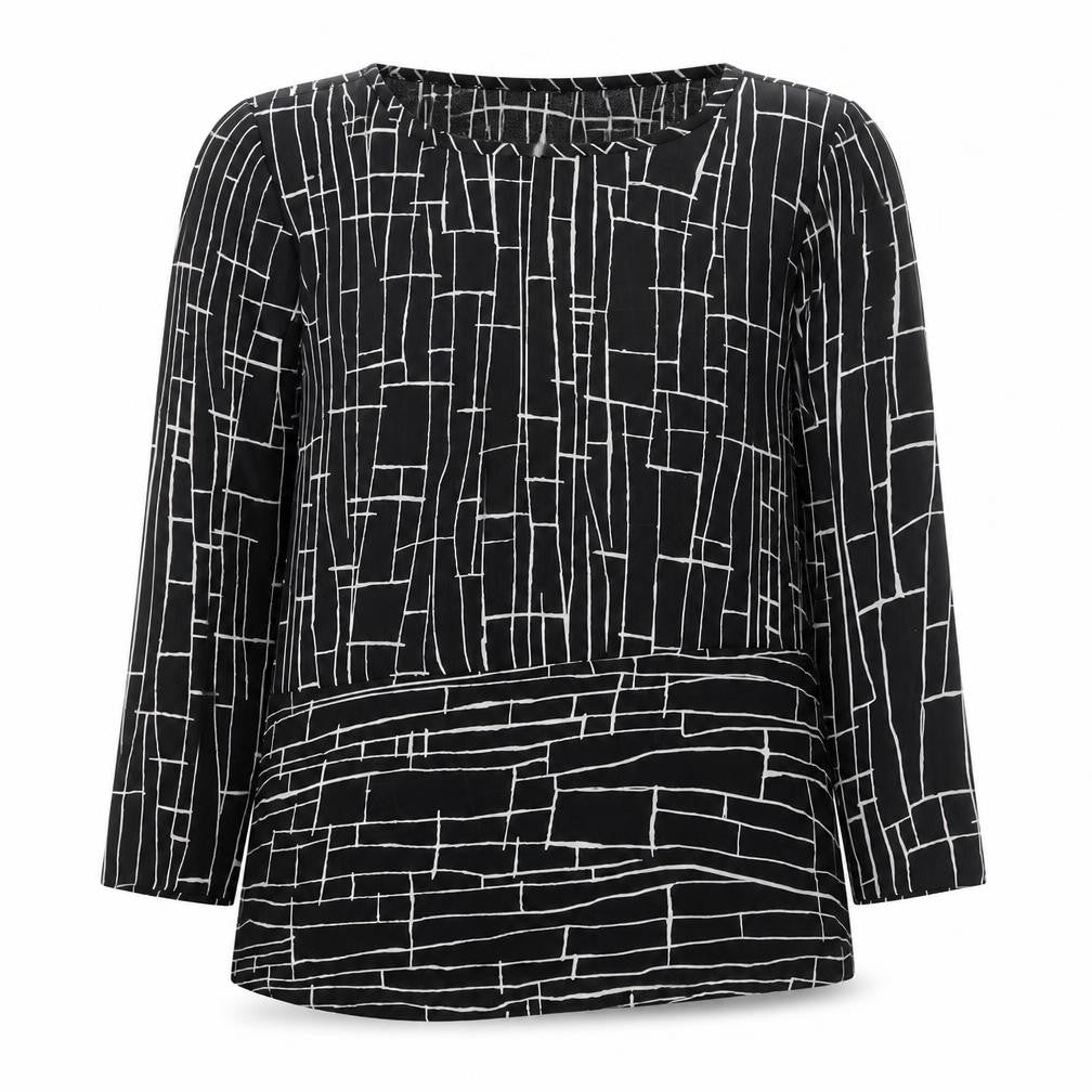Debenhams Petite Collection Black Geometric Blouse Size 8