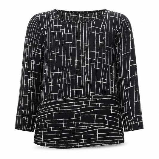 Debenhams Petite Collection Black Geometric Blouse Size 8