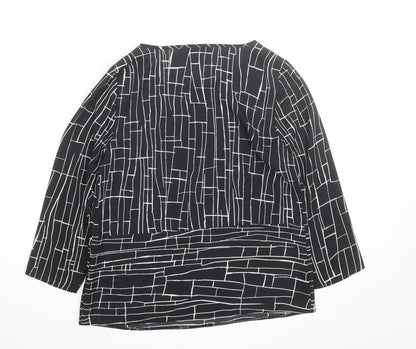 Debenhams Petite Collection Black Geometric Blouse Size 8