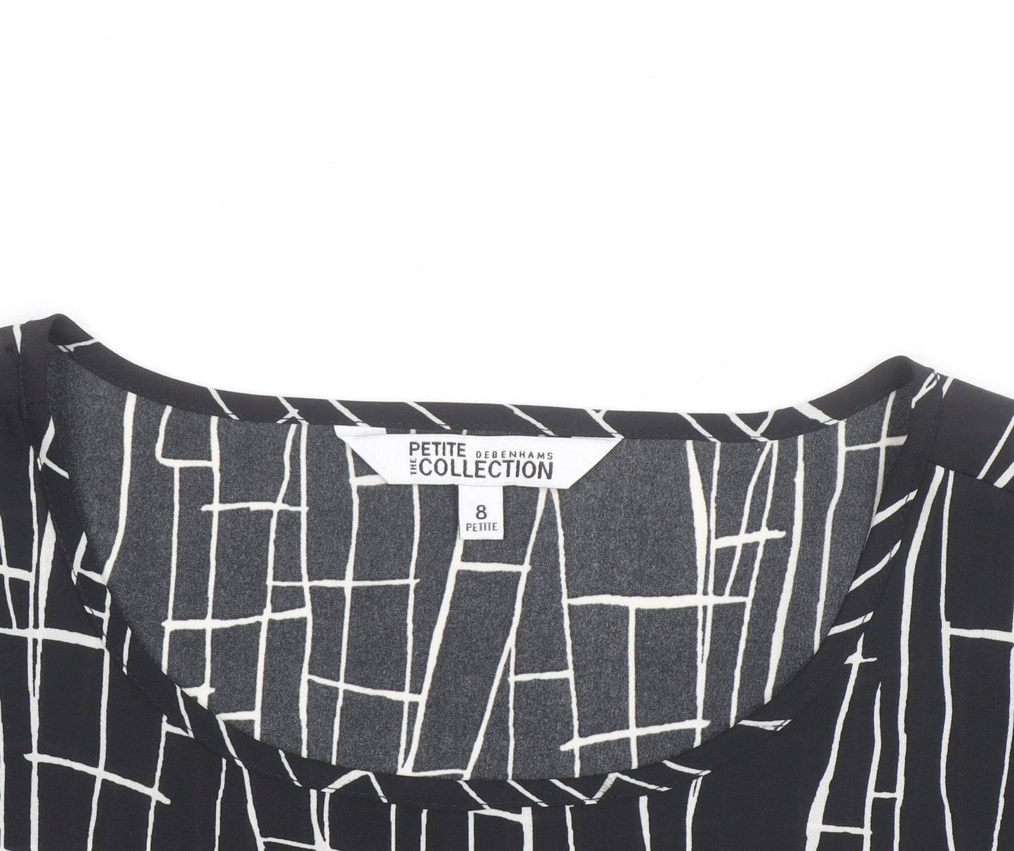 Debenhams Petite Collection Black Geometric Blouse Size 8