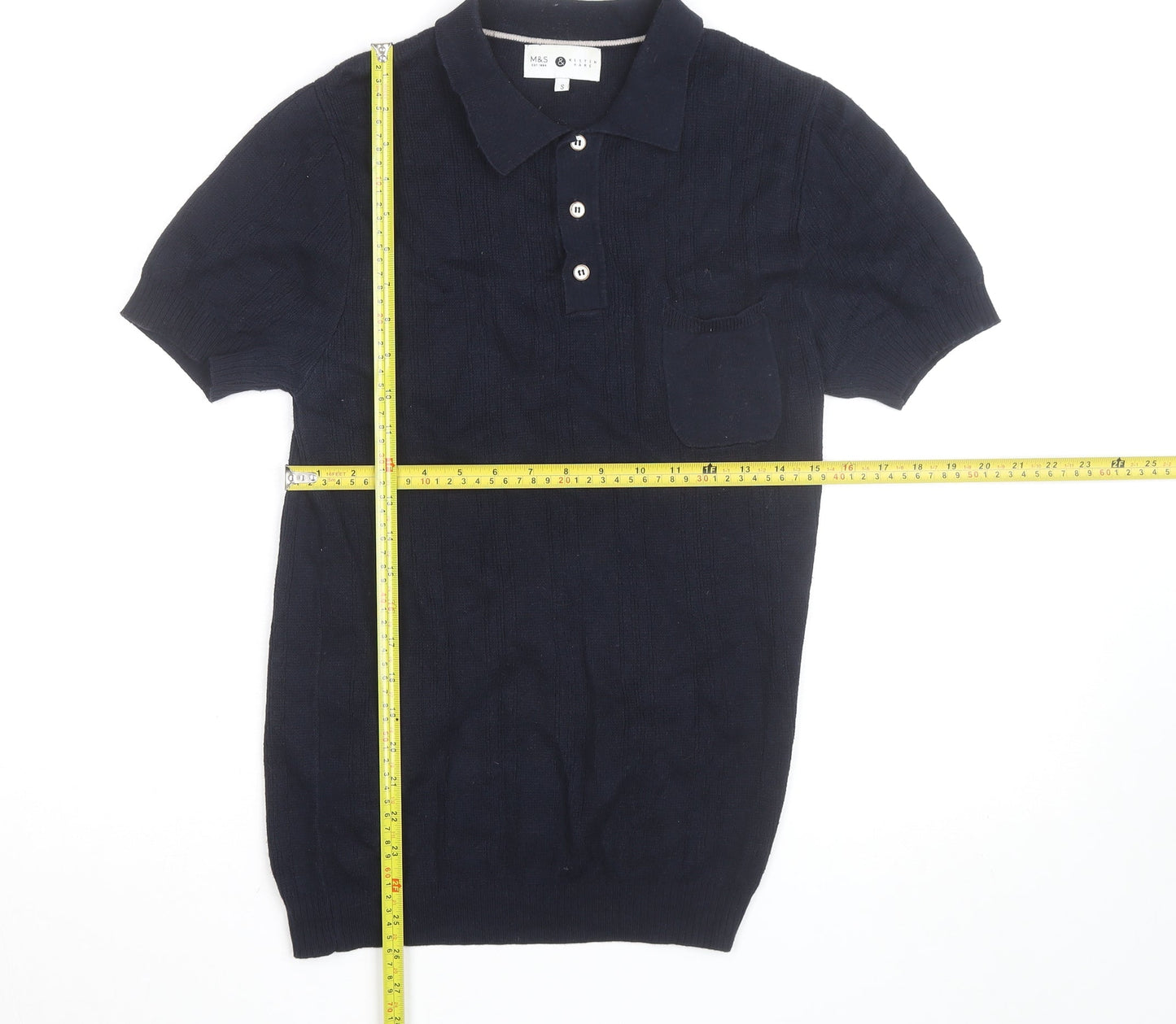 Marks and Spencer Kestin Hare Womens Navy Small Polo Shirt Cotton Knit