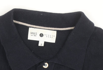 Marks and Spencer Kestin Hare Womens Navy Small Polo Shirt Cotton Knit