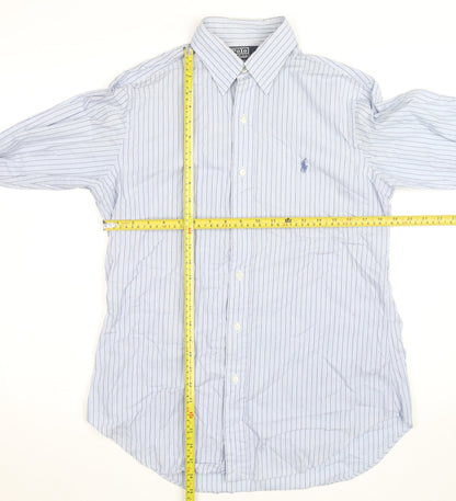 Ralph Lauren Men Blue Striped Cotton Long Sleeve Button-Up Shirt Size 15
