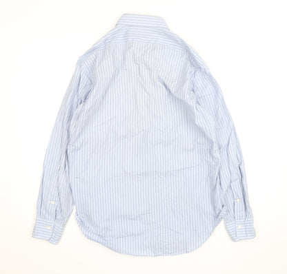 Ralph Lauren Men Blue Striped Cotton Long Sleeve Button-Up Shirt Size 15
