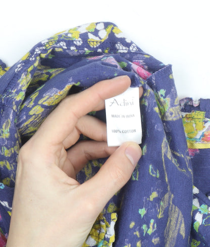 Adini Women’s Multicoloured Floral Cotton Tunic Blouse L
