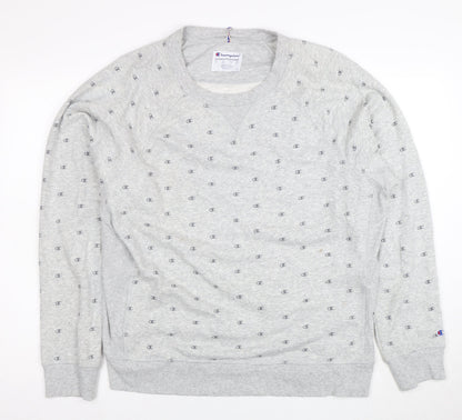 Champion Womens Grey Logo Sweatshirt XL Comfortable Casual